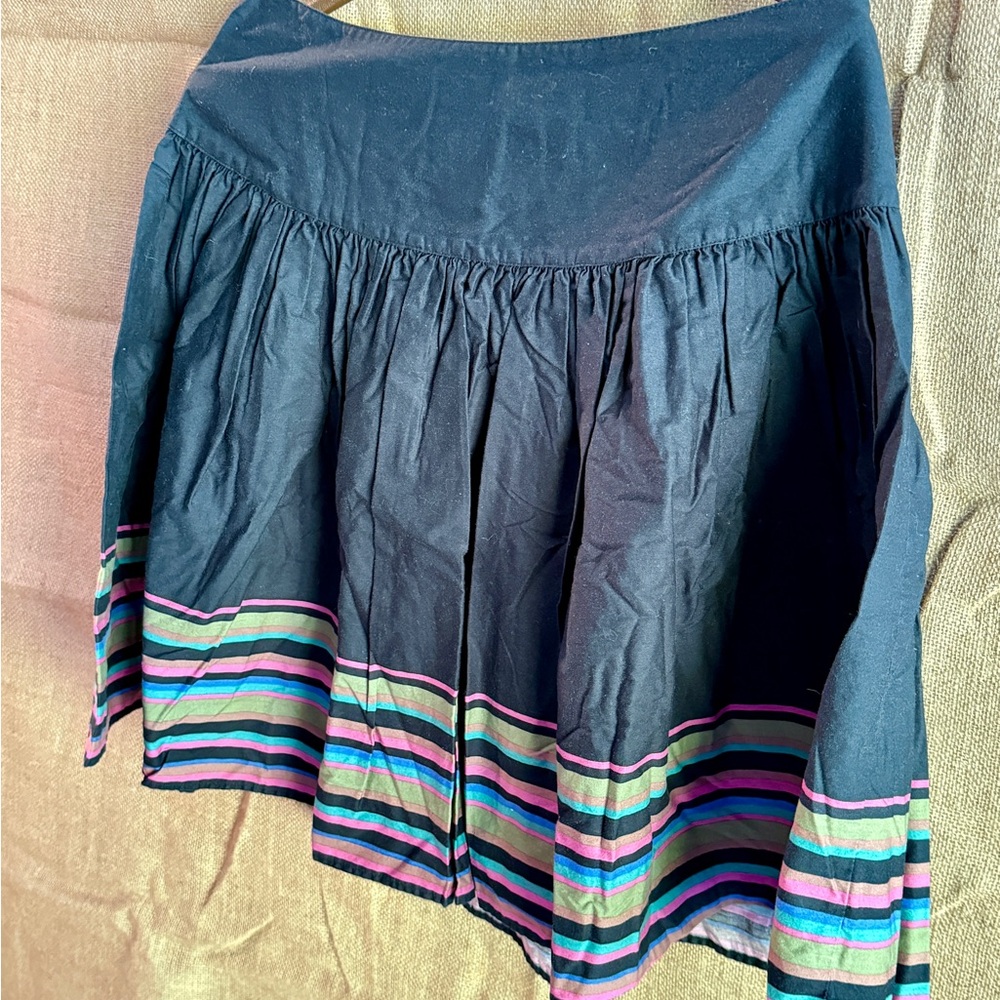 GAP Black and Stripes Skater Mini Skirt High-Low Hem